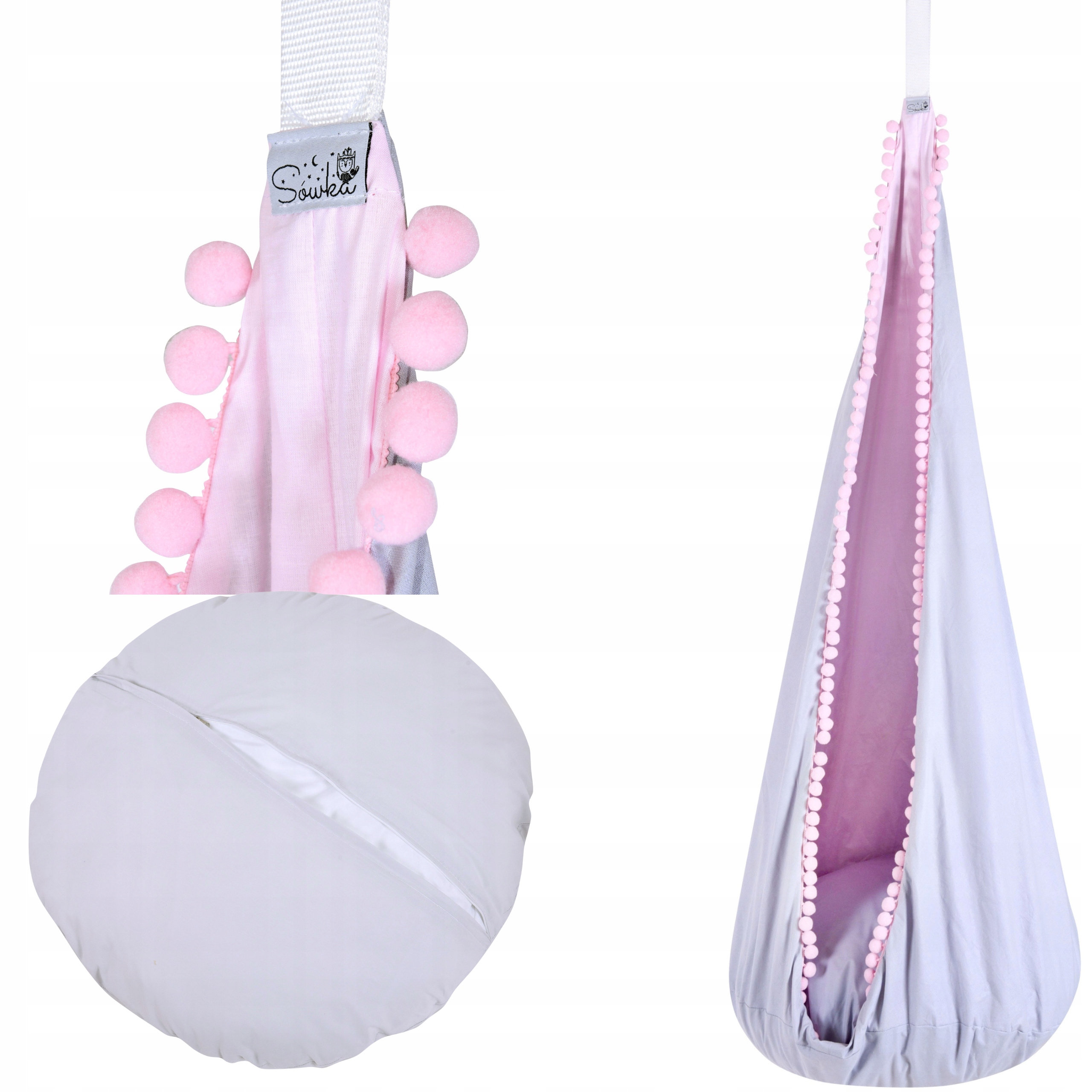 HUŚTAWKA KOKON KOSZ WISZĄCY FOTEL PREMIUM PODUSZKA BĄBELKOWE