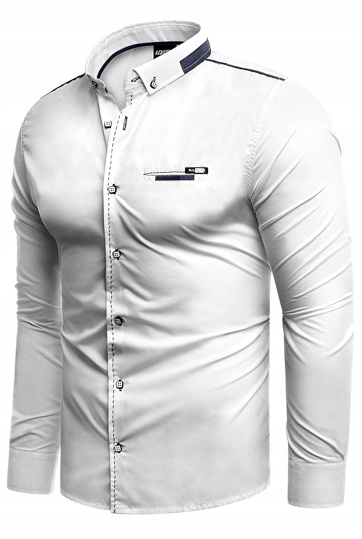 3XL - KOSZULA MĘSKA ELEGANCKA 19619c Rękaw długi rękaw