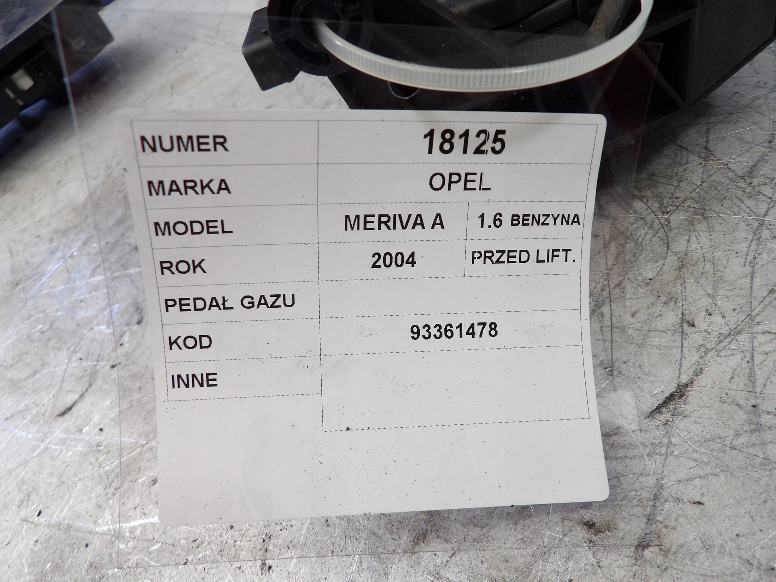 Opel Meriva A accelerator pedal 6PV008110-03, 93361478