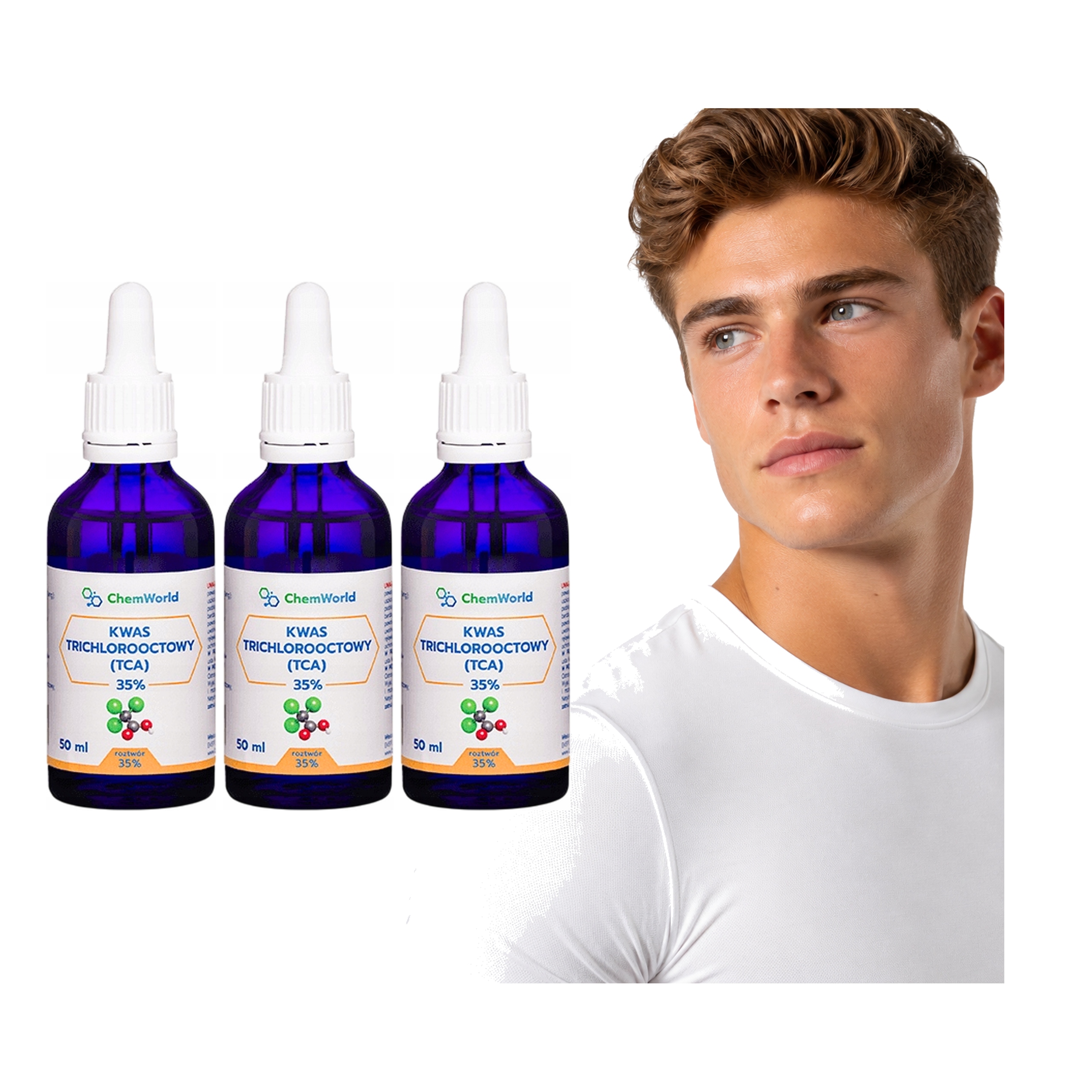 3x Kwas Trichlorooctowy Chemworld Tca 35% Peeling 50 ml Pipeta Cas 76-03-9