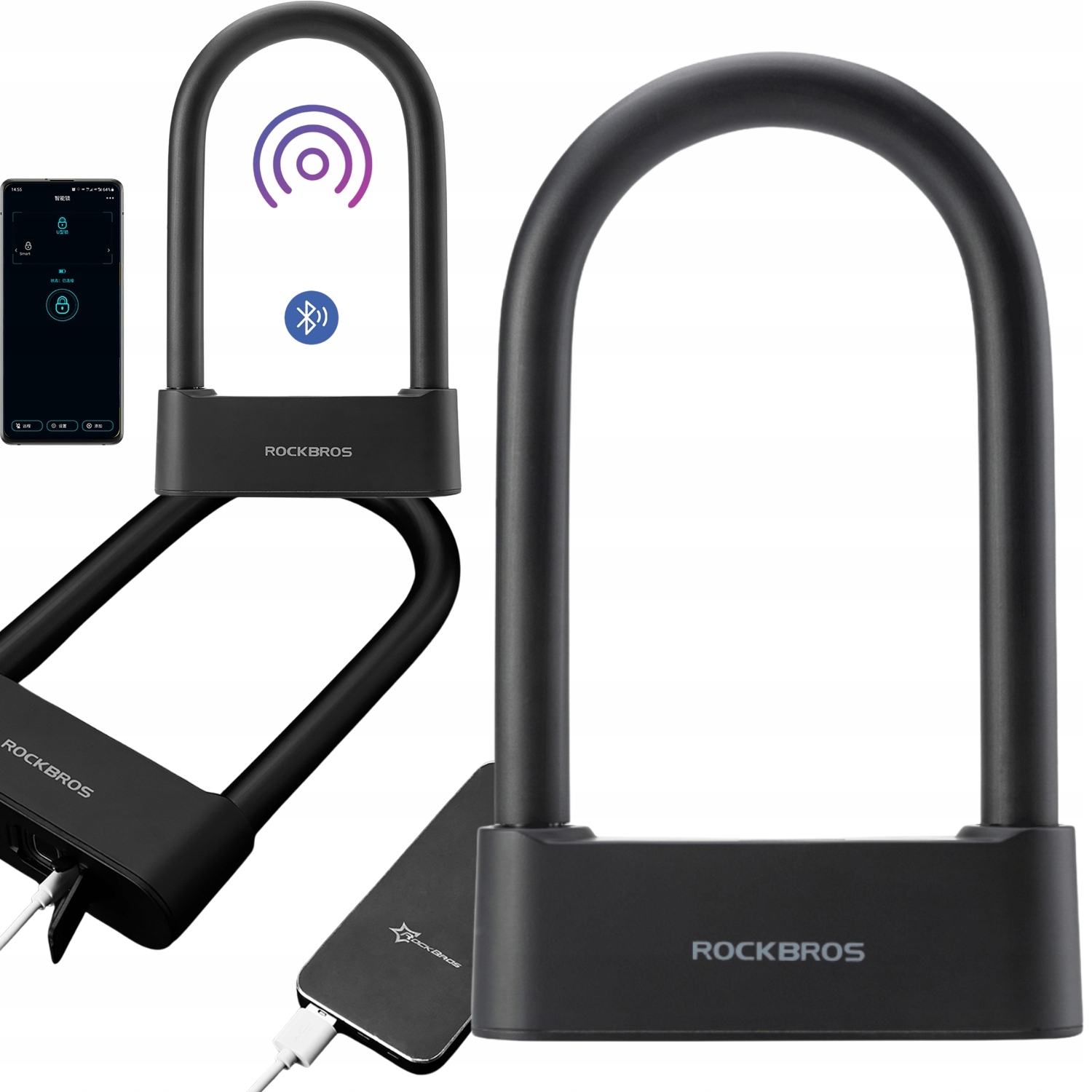 Zapięcie Rowerowe Zabezpieczneie Blokada Do Roweru Klucz Bluetooth Rockbros