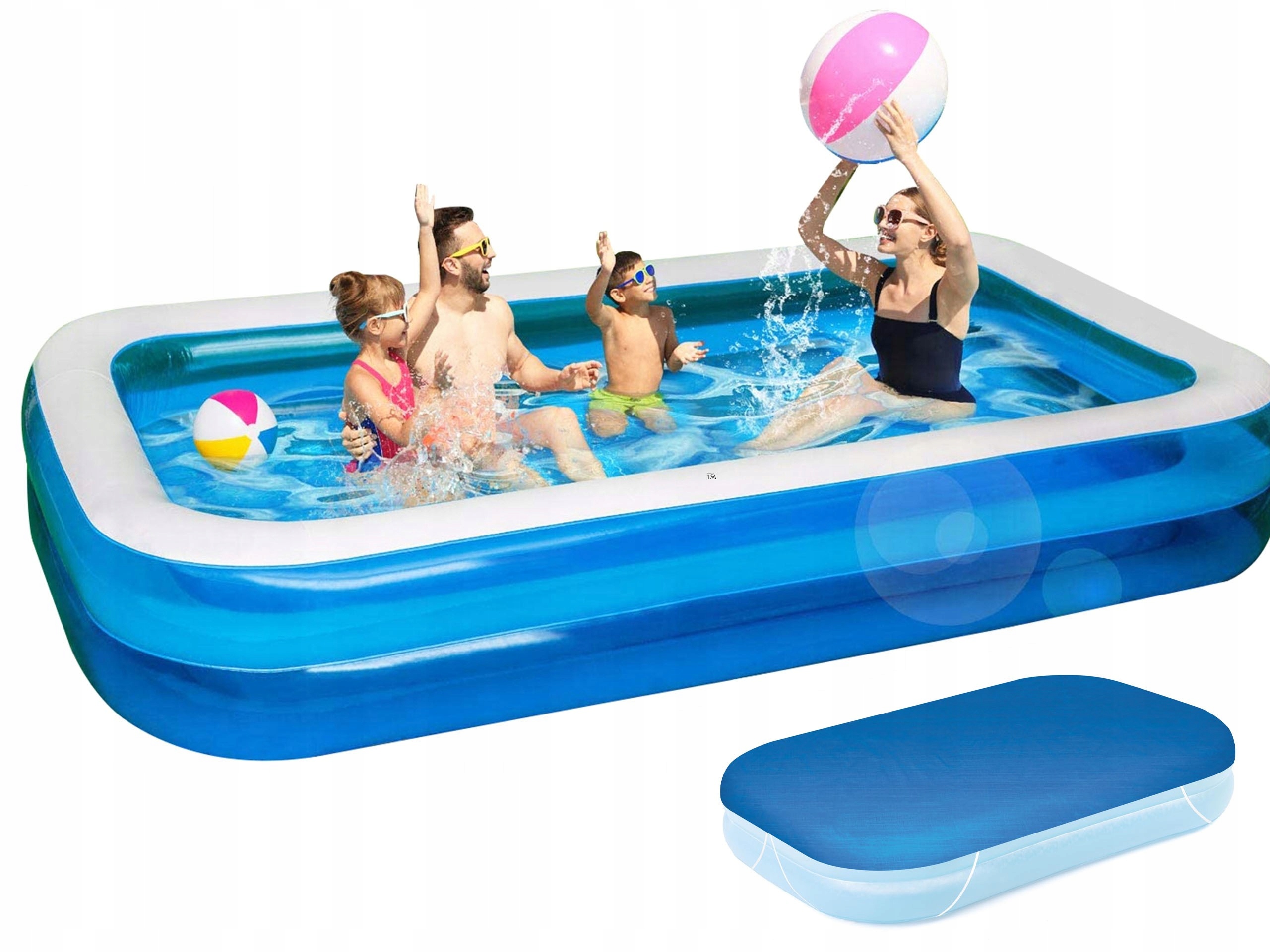 2W1 Dmuchany Basen Ogrodowy Rodzinny Dla Dzieci 305X183X50CM Pokrywa