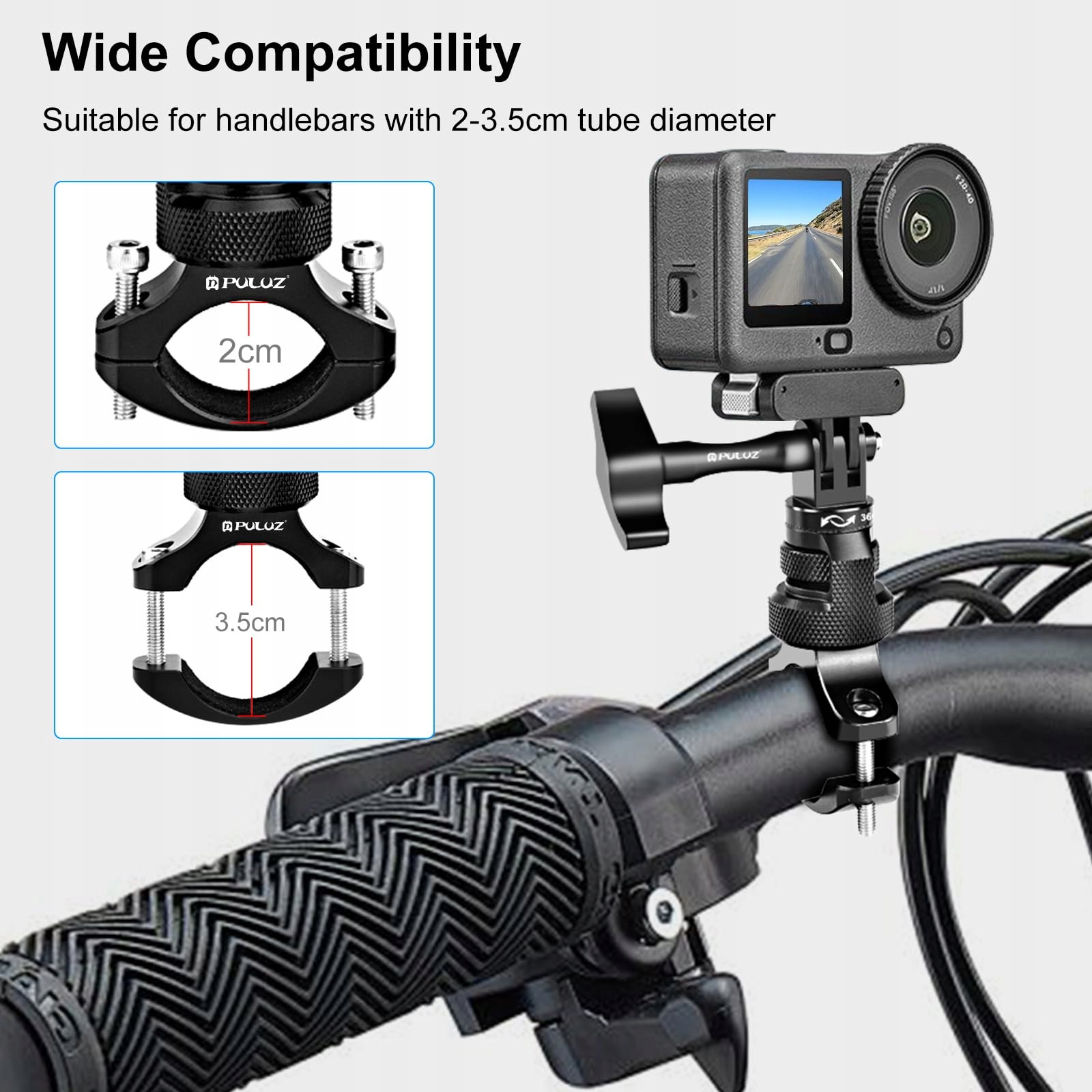 Uchwyt Metalowy Motocykl Kierownica GoPro Hero 13 12 11 10 9 8 Max PULUZ — miniatura 4
