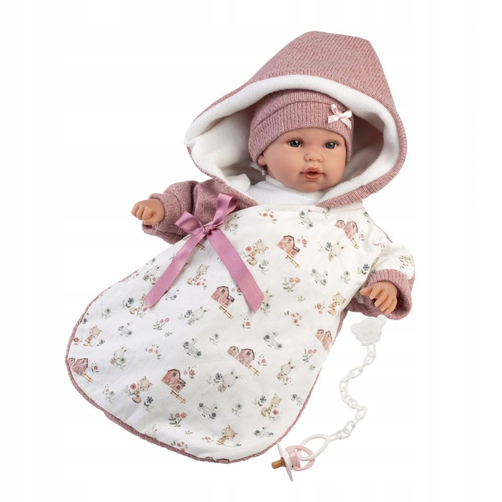 Llorens 16350 Lalka bobas 36 cm w różowym śpiworku