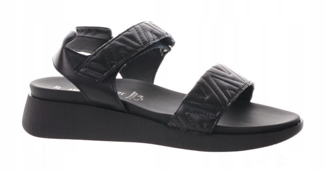 Marco Tozzi Černé Dámské Kožené Sandály S Plochým Podpatkem 39