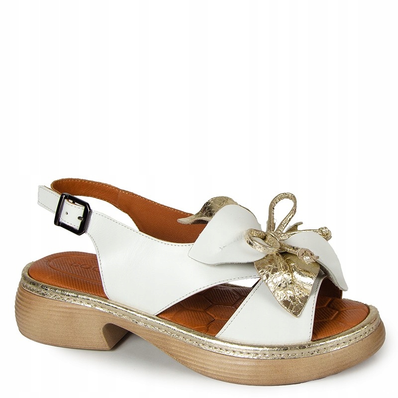 Boccato 0158-202.T25 Bílé Kožené Sandály S Ozdobou 38