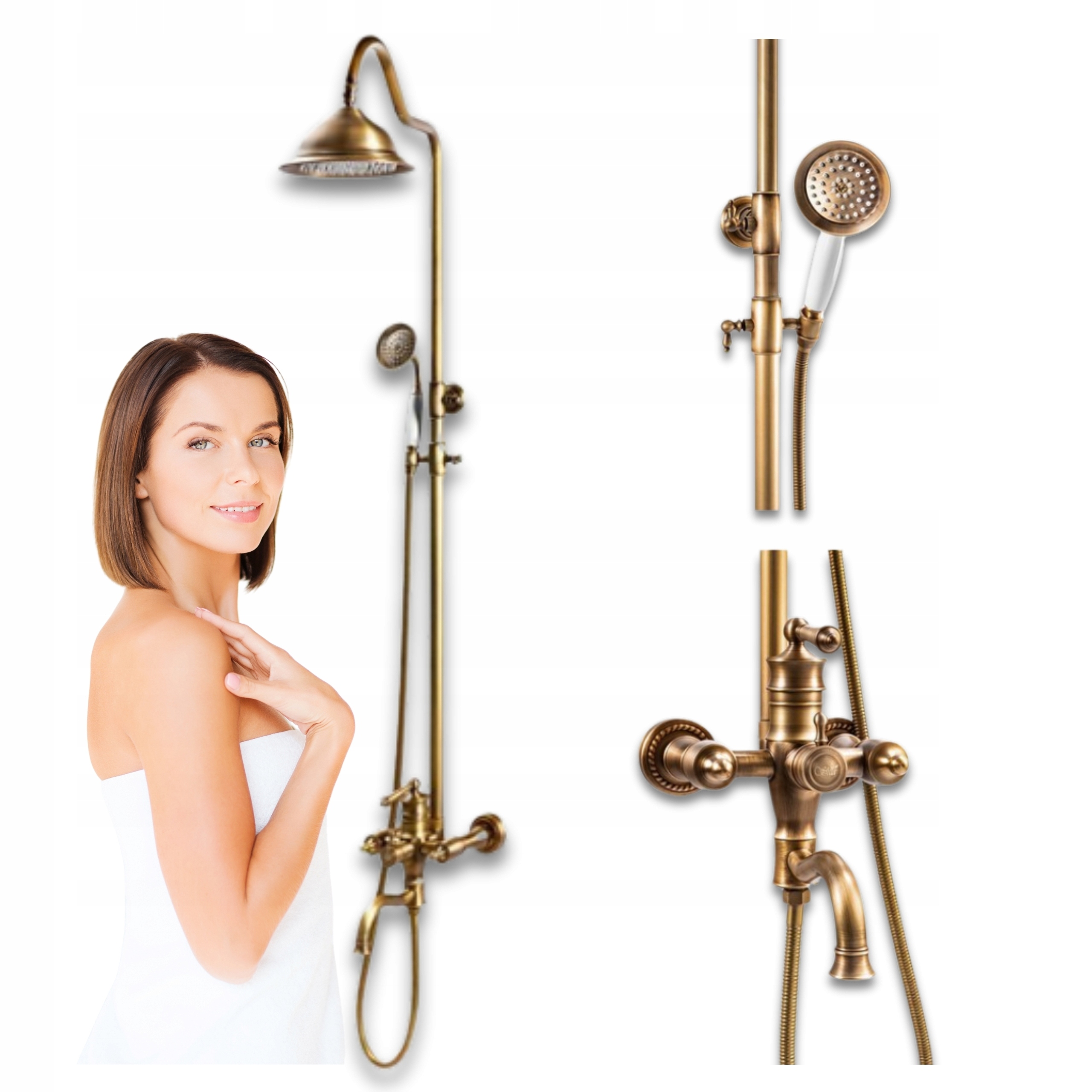 Sprchový Set Na Omítku Adelita Retro Staré Zlato