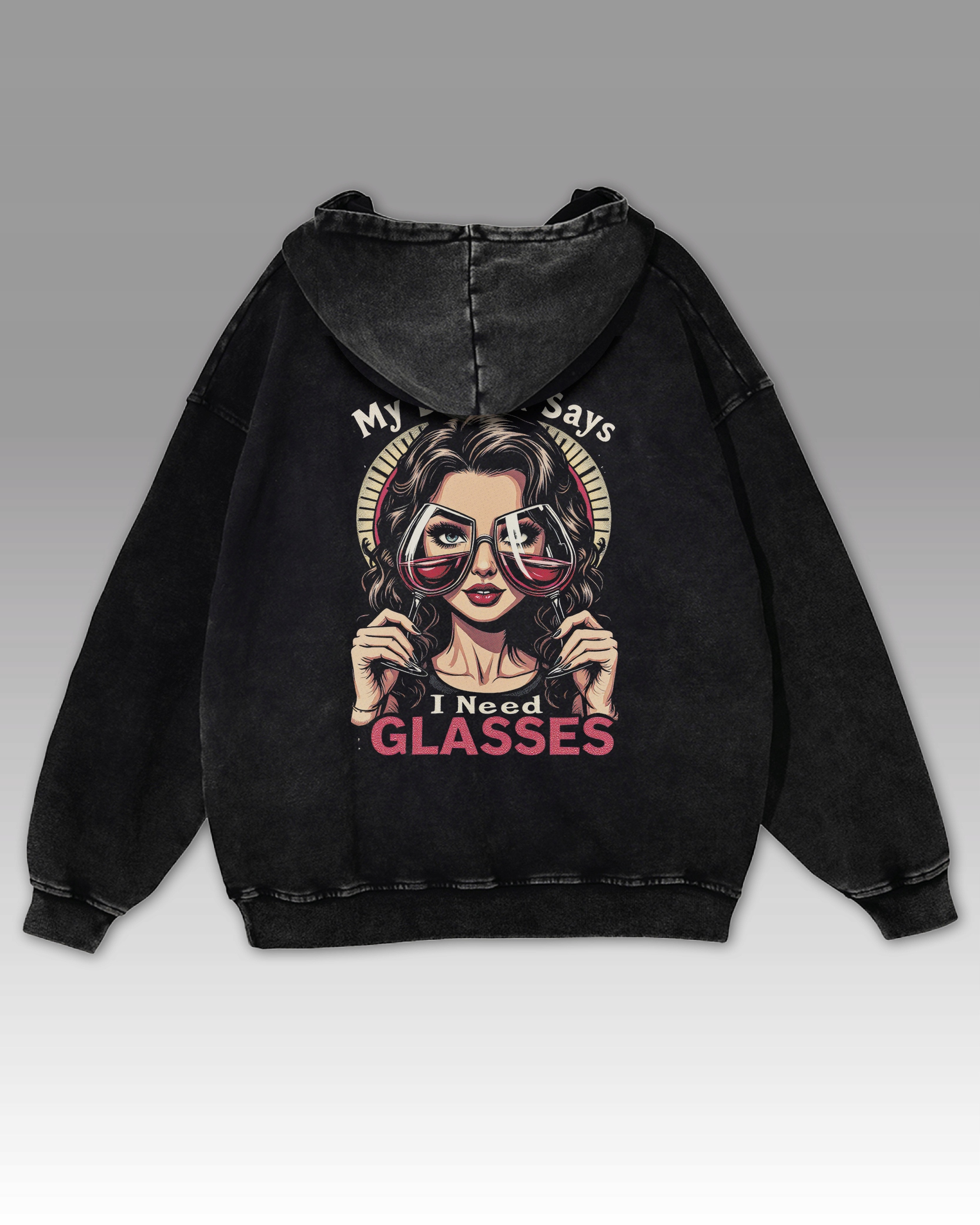 s kapucí Oversize mikina s vtipnou černou velikostí L