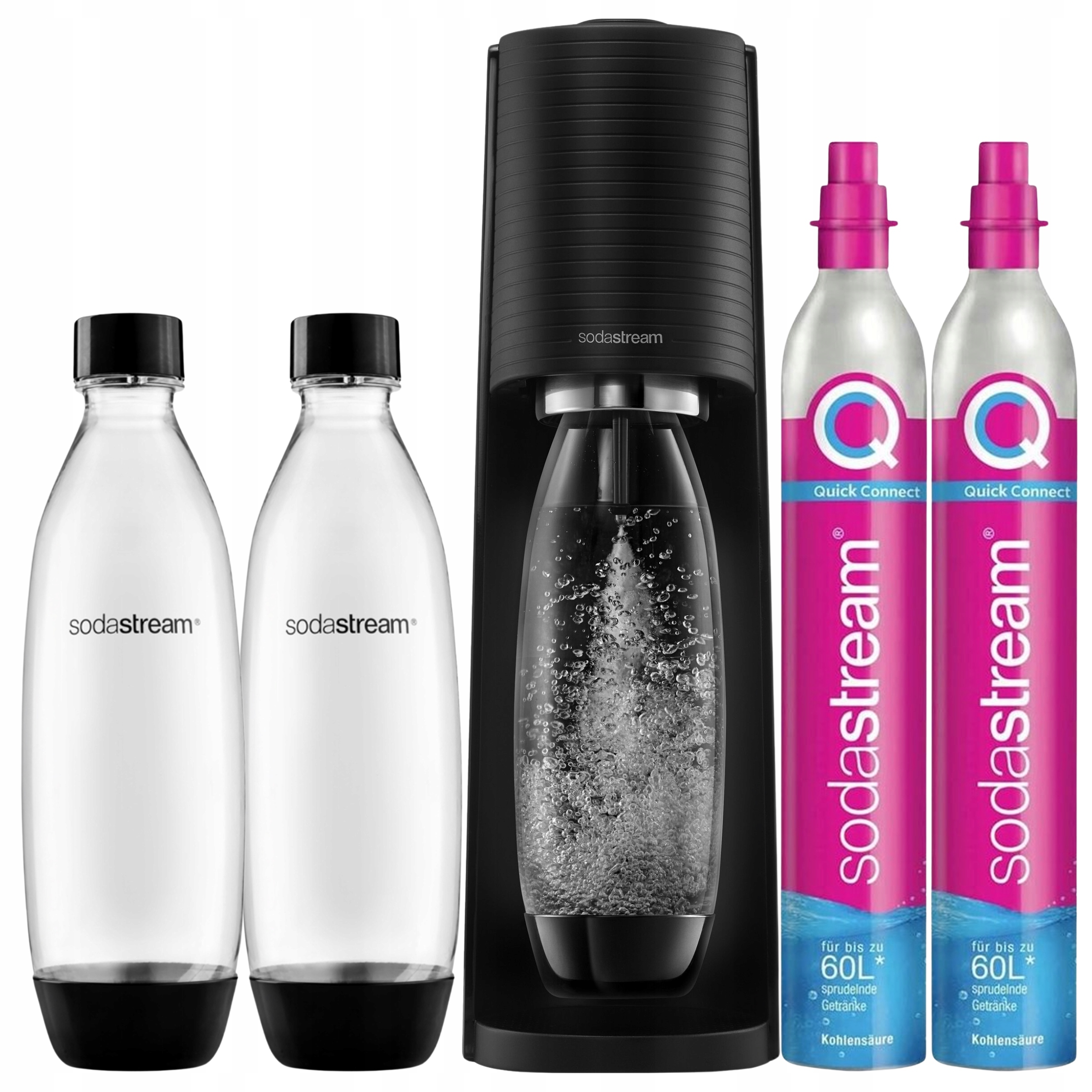 Výrobník Sody SodaStream Terra Černý pro vodu 2 lahve 2x láhev s CO2 plynem