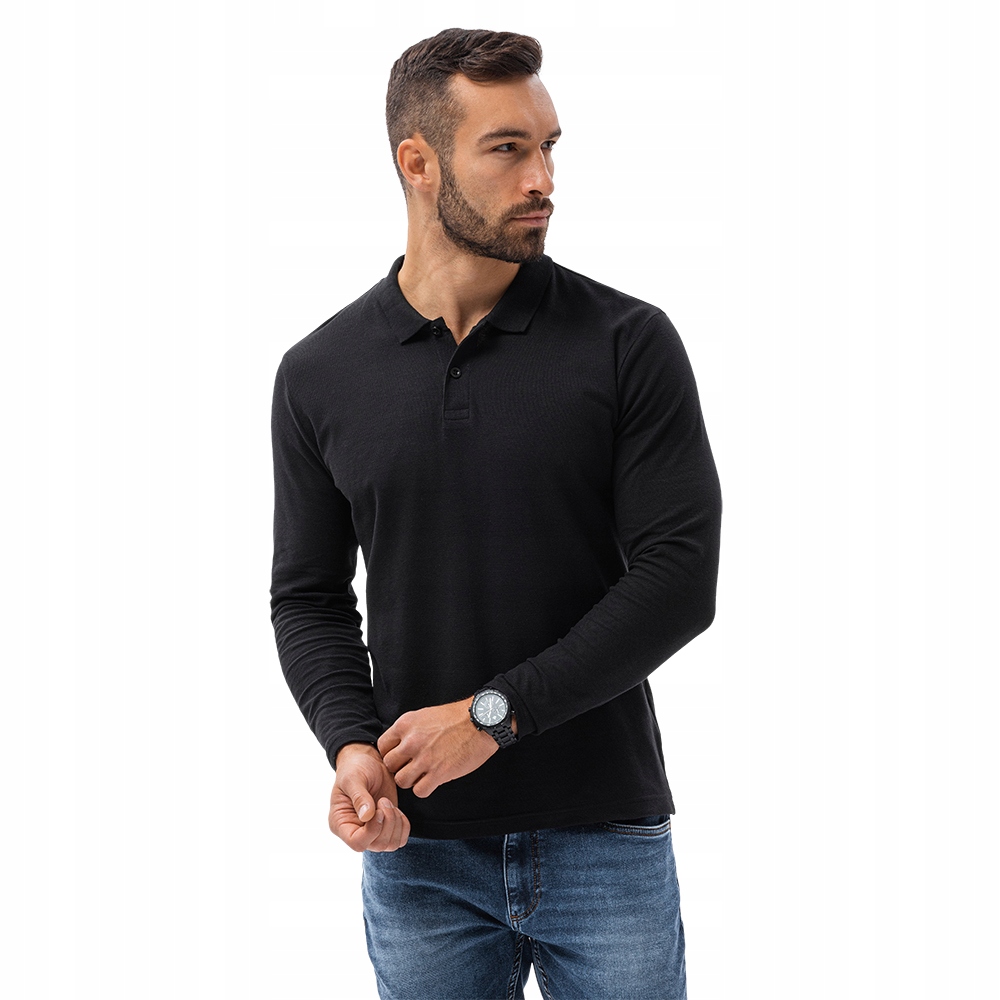 

Longsleeve męski z kołnierzykiem L132 czarny XL