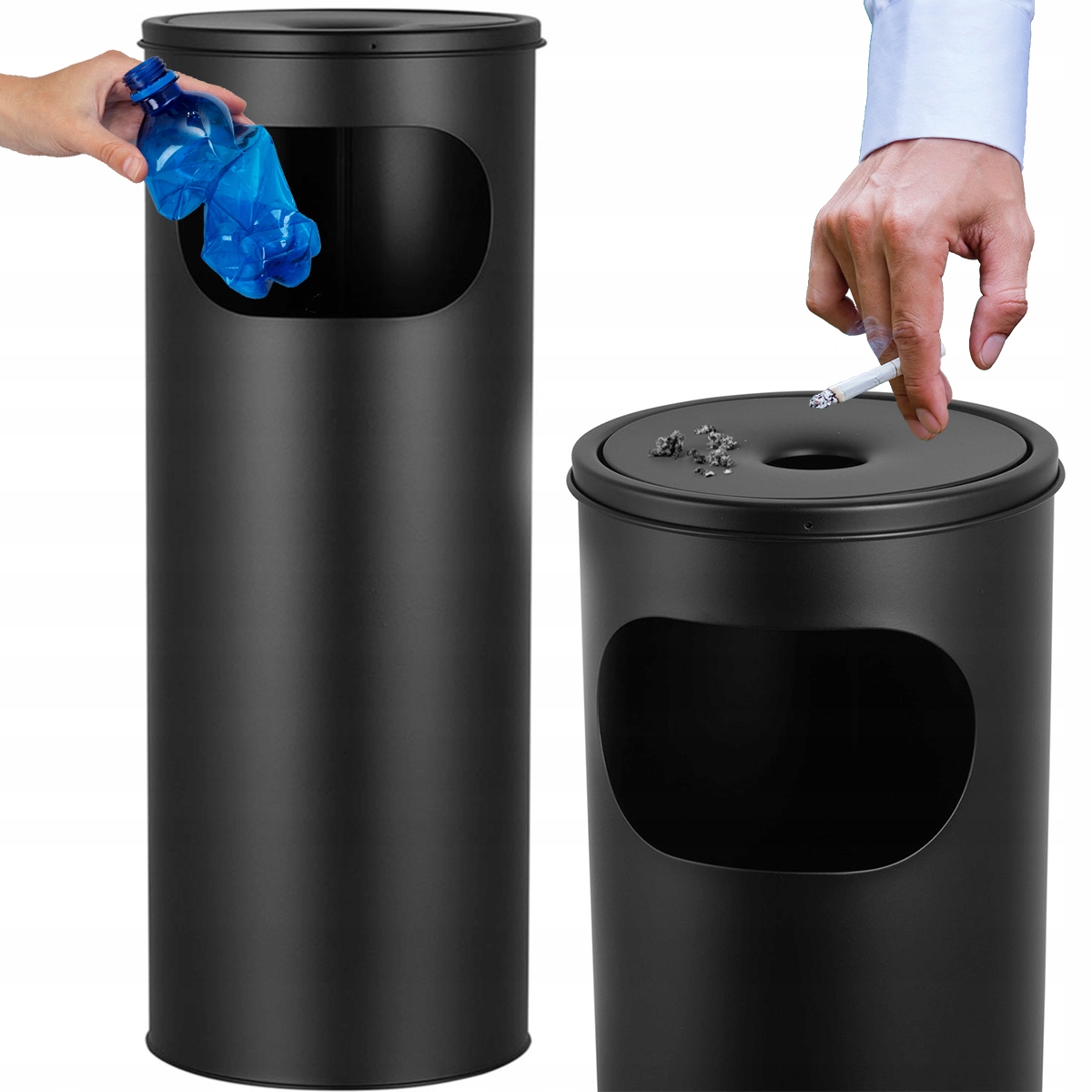 Popelník Popelník Stojící Odpadkový Koš Venkovní Kovový 2V1 Velký