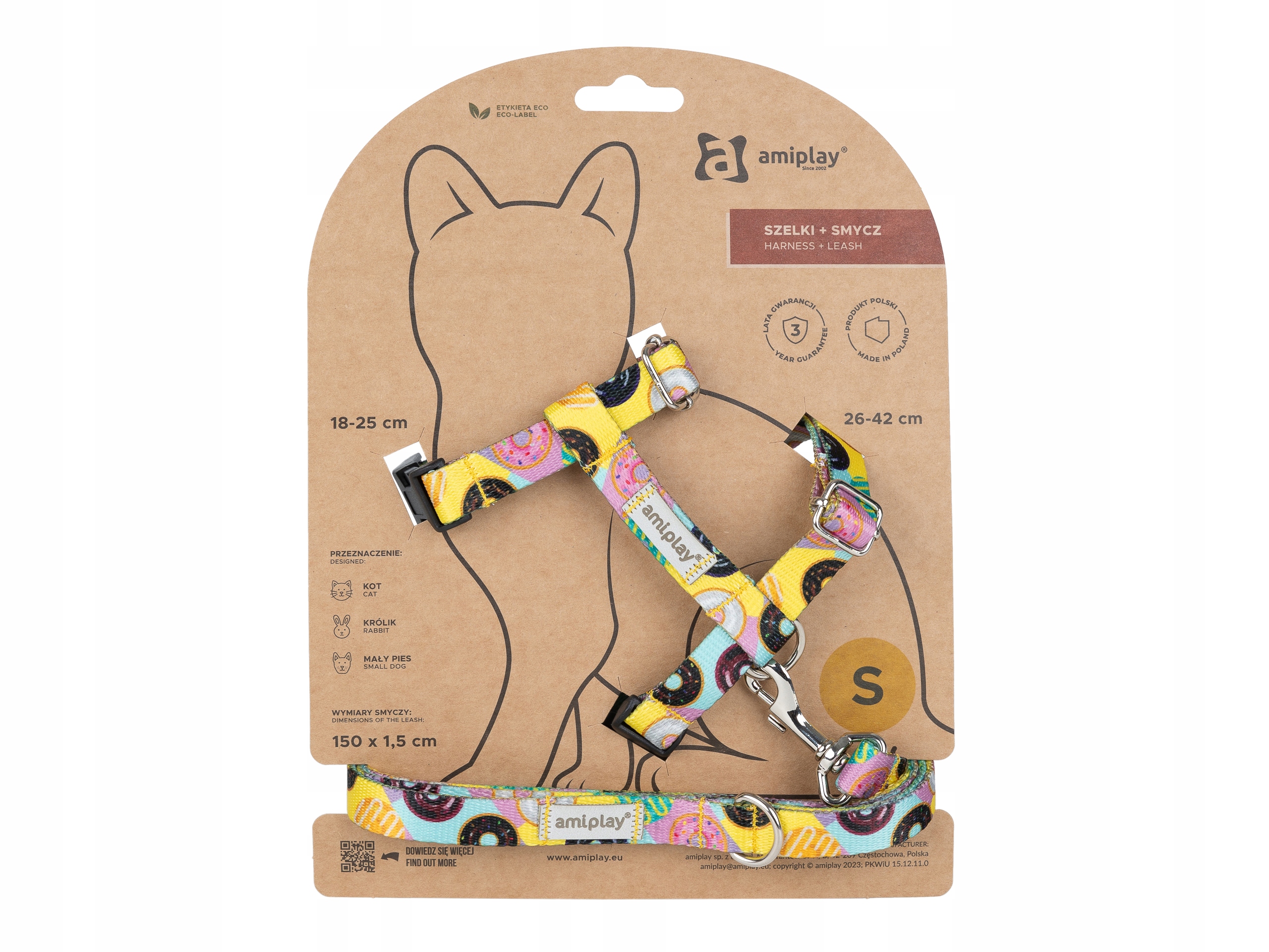 Levně Amiplay Postroj vodítko pro kočky BeHappy M Donut