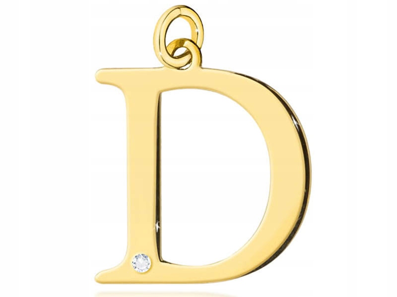 Zlatý přívěsek 585 písmeno D s briliantem a diamantem na řetízek 14k