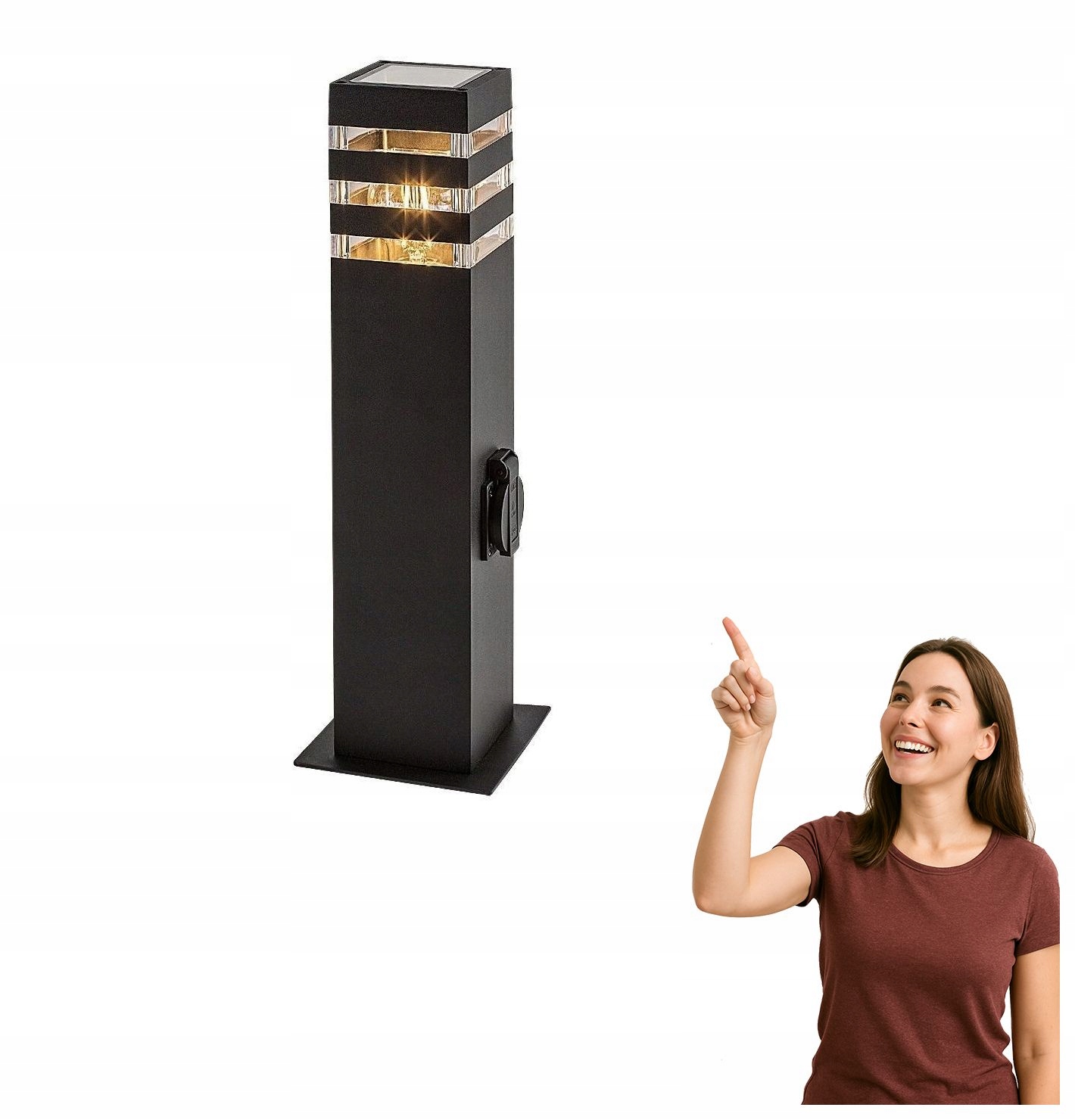 Venkovní sloupková zahradní lampa s zásuvkou Ankara 77122 Rabalux