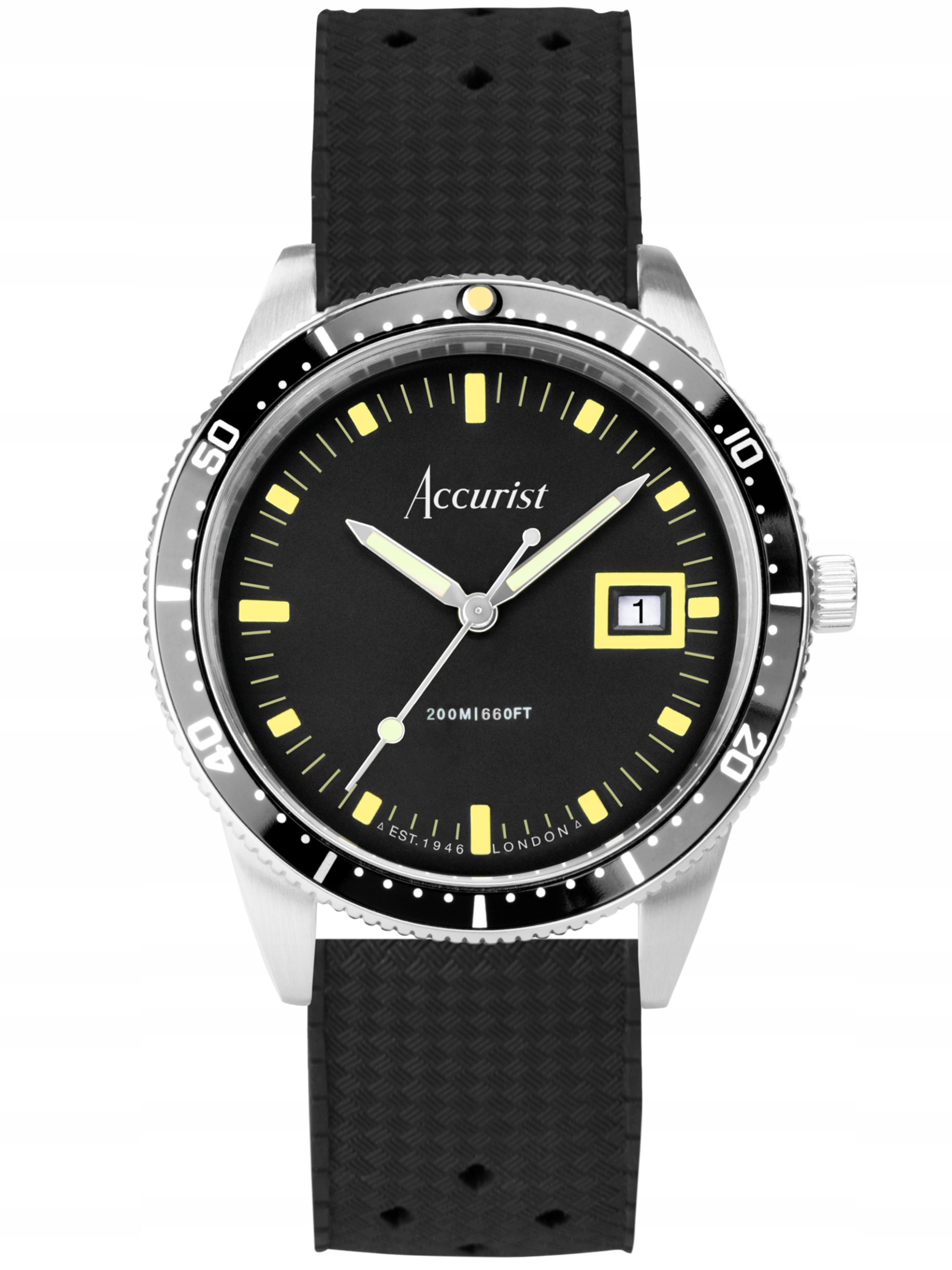 Nové Originální Pánské Hodinky Accurist Dive 72001X černé datum gravírování
