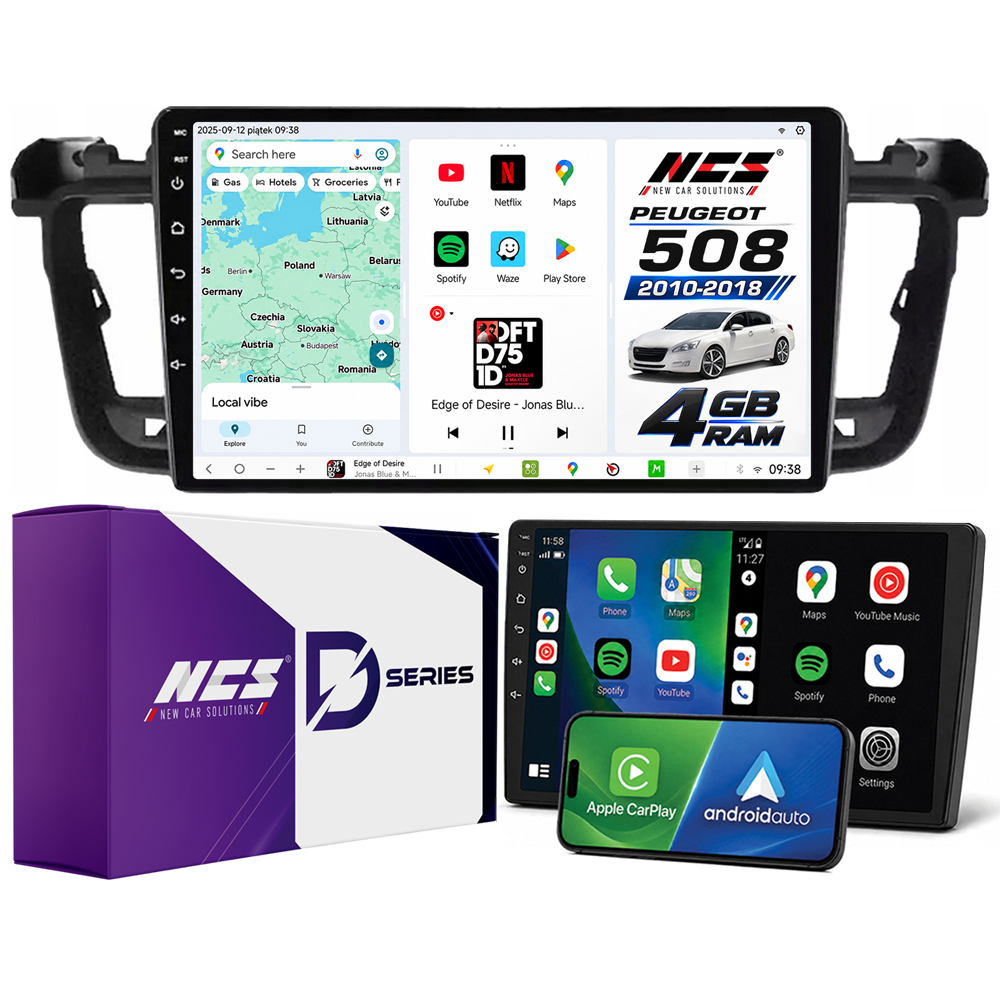 Autorádio Ncs D9 Peugeot 508 2010-2018 Android Navigace 4GB Lte