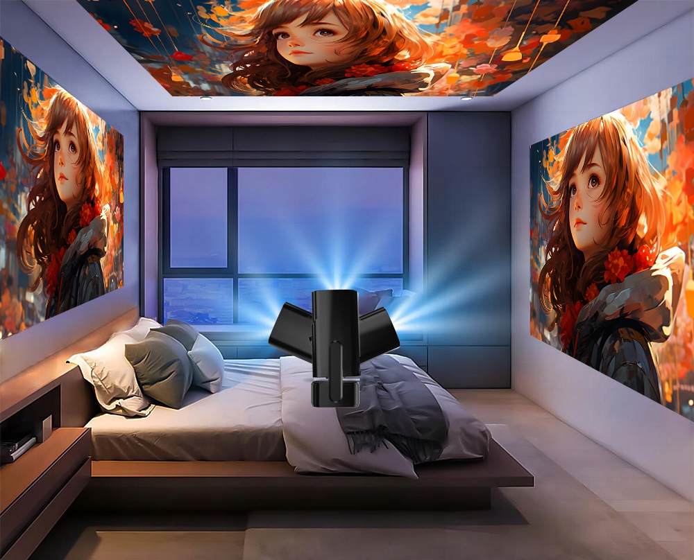 PROJEKTOR RZUTNIK PRZENOŚNY SMART TV 4K ANDROID 13 WIFI BT HDMI + ETUI Wbudowane głośniki tak