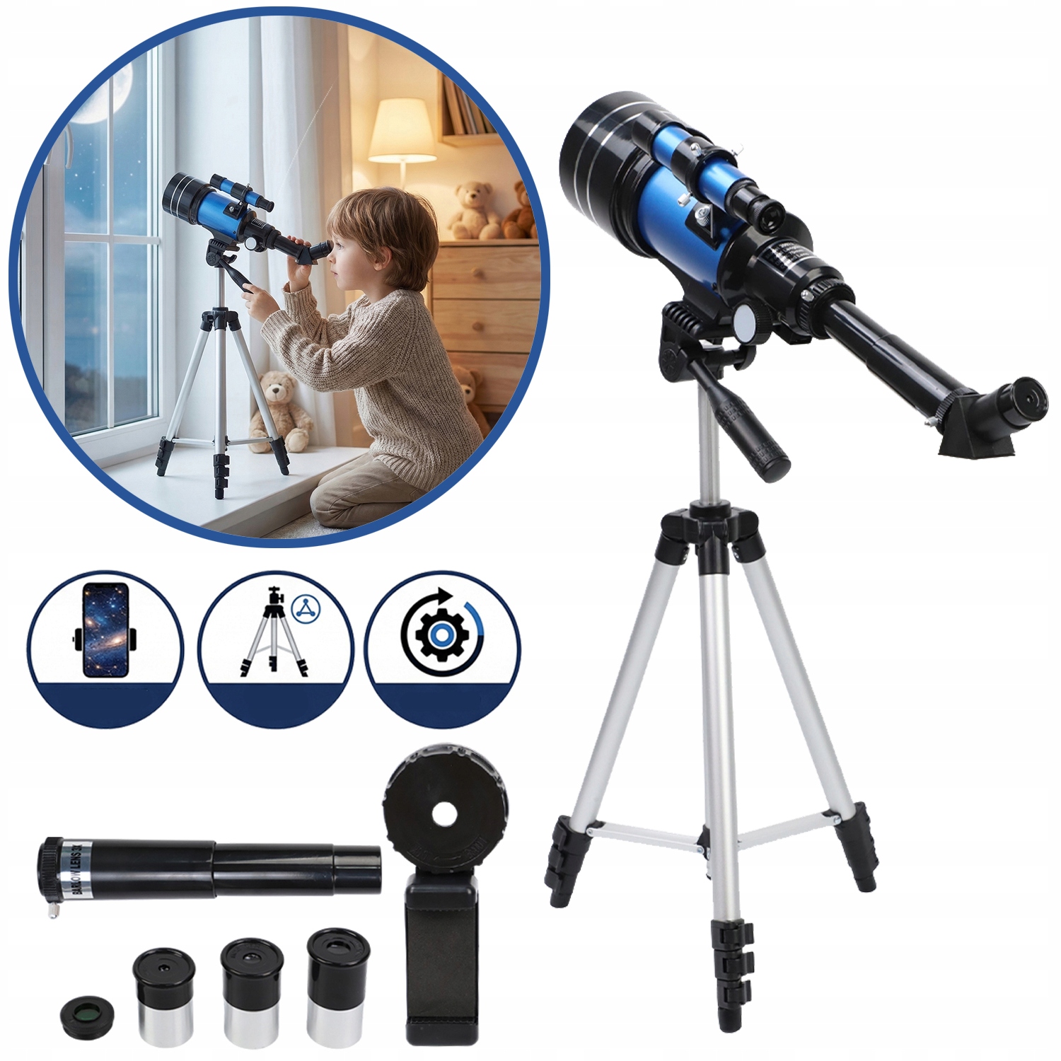 Teleskop Astronomiczny Edukacyjny Luneta Obserwacyjna Statyw Dzień Dziecka
