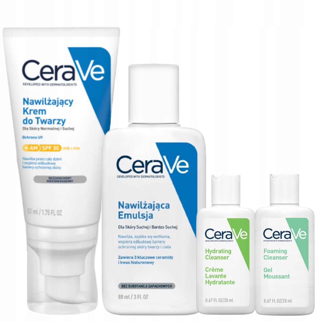 CeraVe Krem Nawilżający do Twarzy Spf 30, Emulsja Nawilżająca 88ml+GRATIS