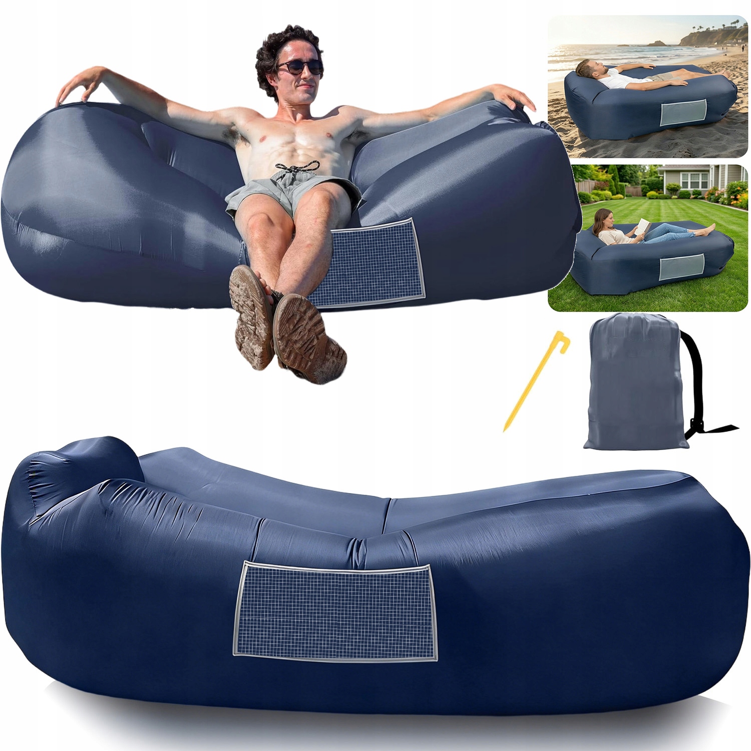 Nafukovací Rozkládací Pohovka Lazy Bag Air Na Pláž Křeslo Matrace Lehátko XXL