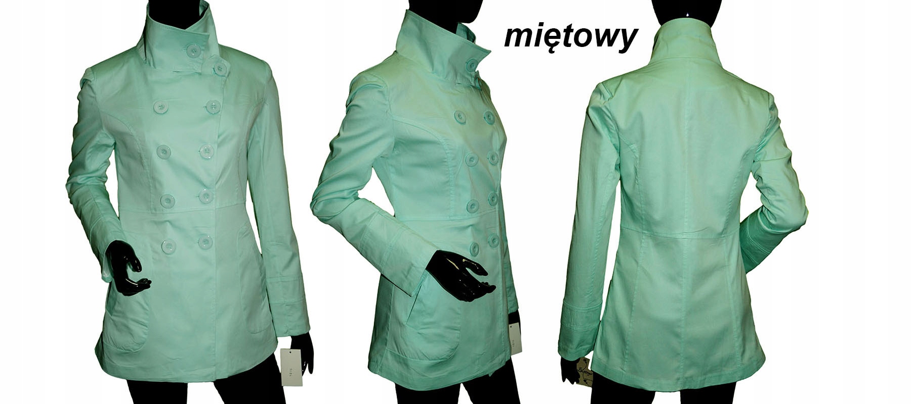 

Płaszcz Bawełna trencz wiosna 38 40 L miętowy