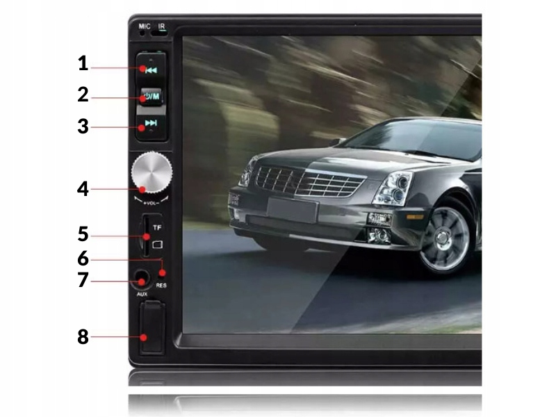 Radio Samochodowe 2DIN 7cali Android Auto Car Play BT USB AUX SD Mikrofon Komunikacja Bluetooth