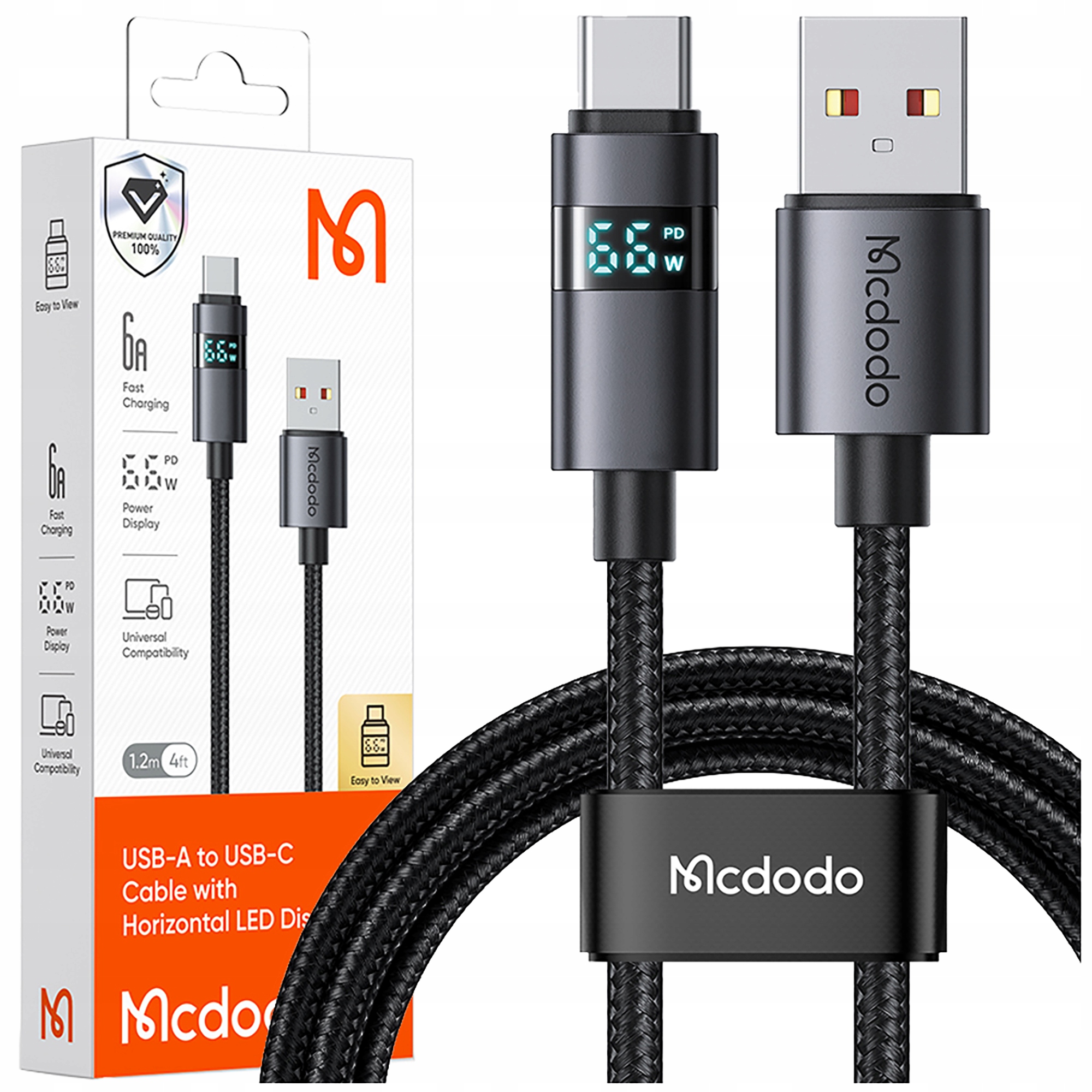 Кабель McDodo USB-USB Type C 1,2 м Черный