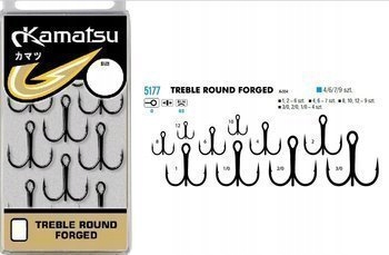 Kotwice Nr 1/0 K-334 Treble Round Forget 4szt Czarne Kamatsu
