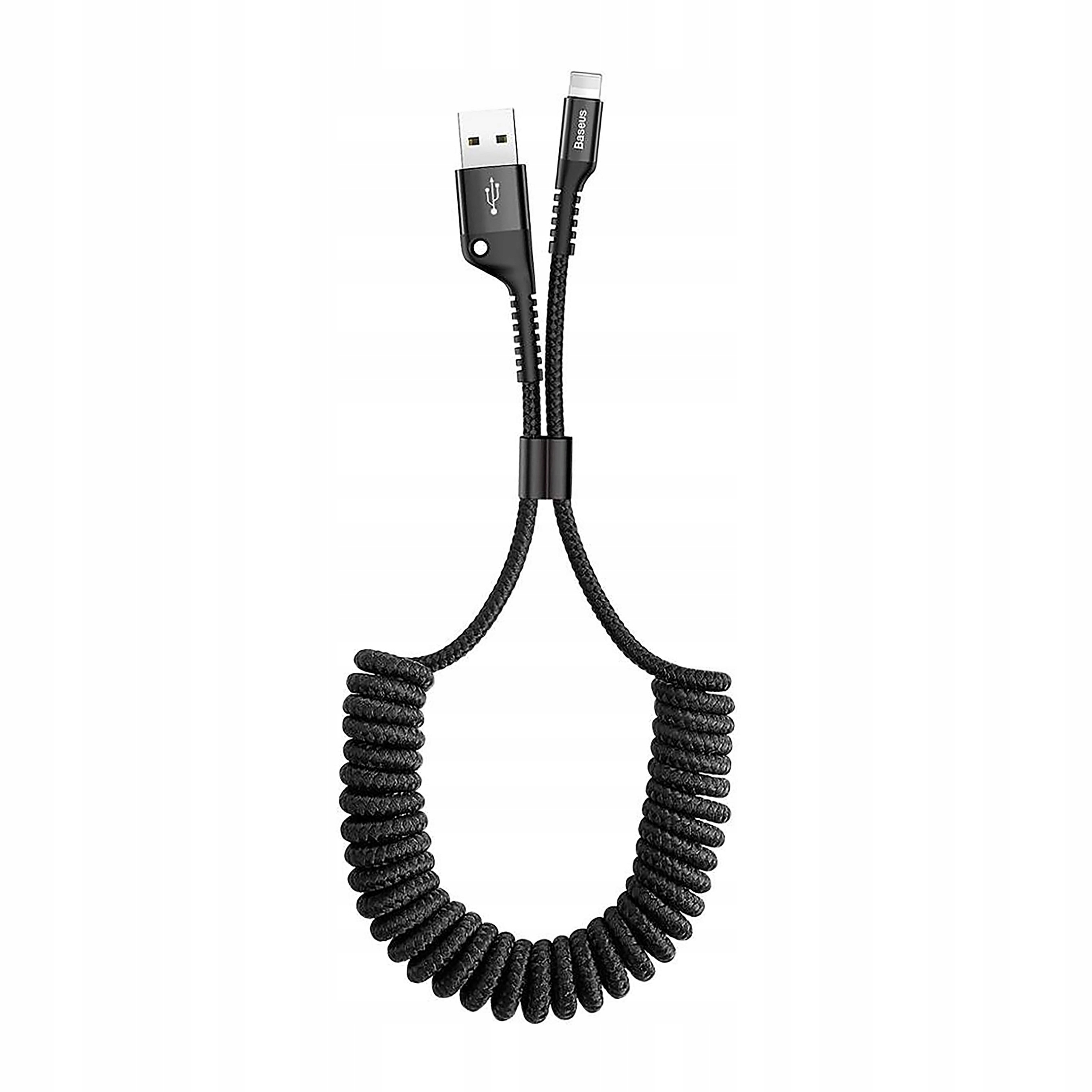 Kabel Baseus Fish Eye sprężynowy Usb-a Lightning 2A 1m czarny
