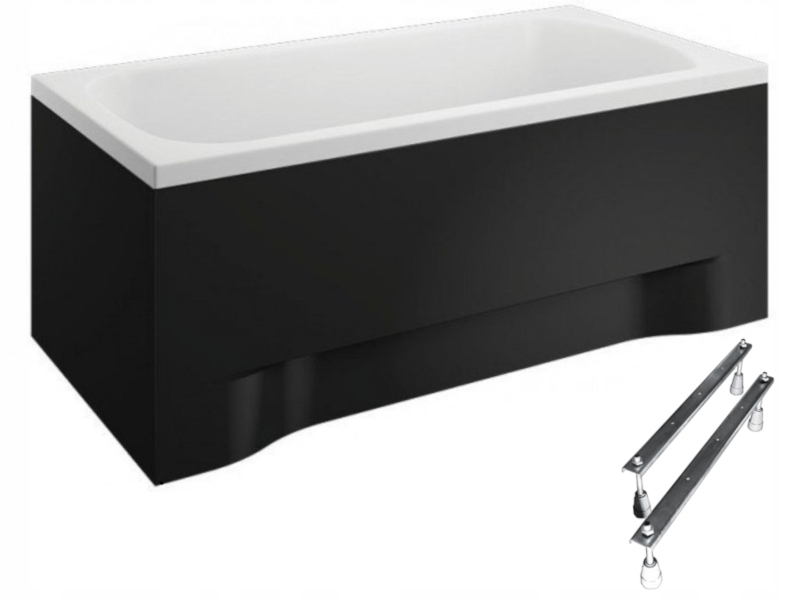 Obdélníková vana Polimat Classic 180x80 s černým krytem a bonus nohami