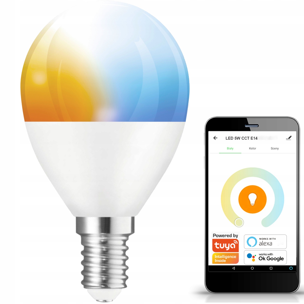 

Żarówka Led Kulka E14 5W Cct WiFi Tuya Ściemnialna