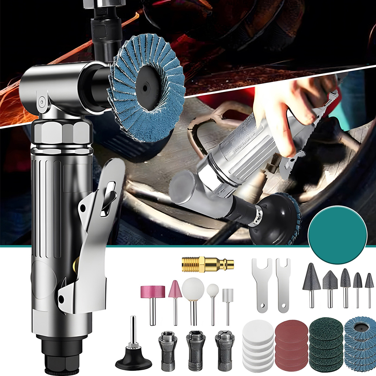 Pneumatická Bruska 1/4'' Úhlová Stopková 50 mm 2000RPM