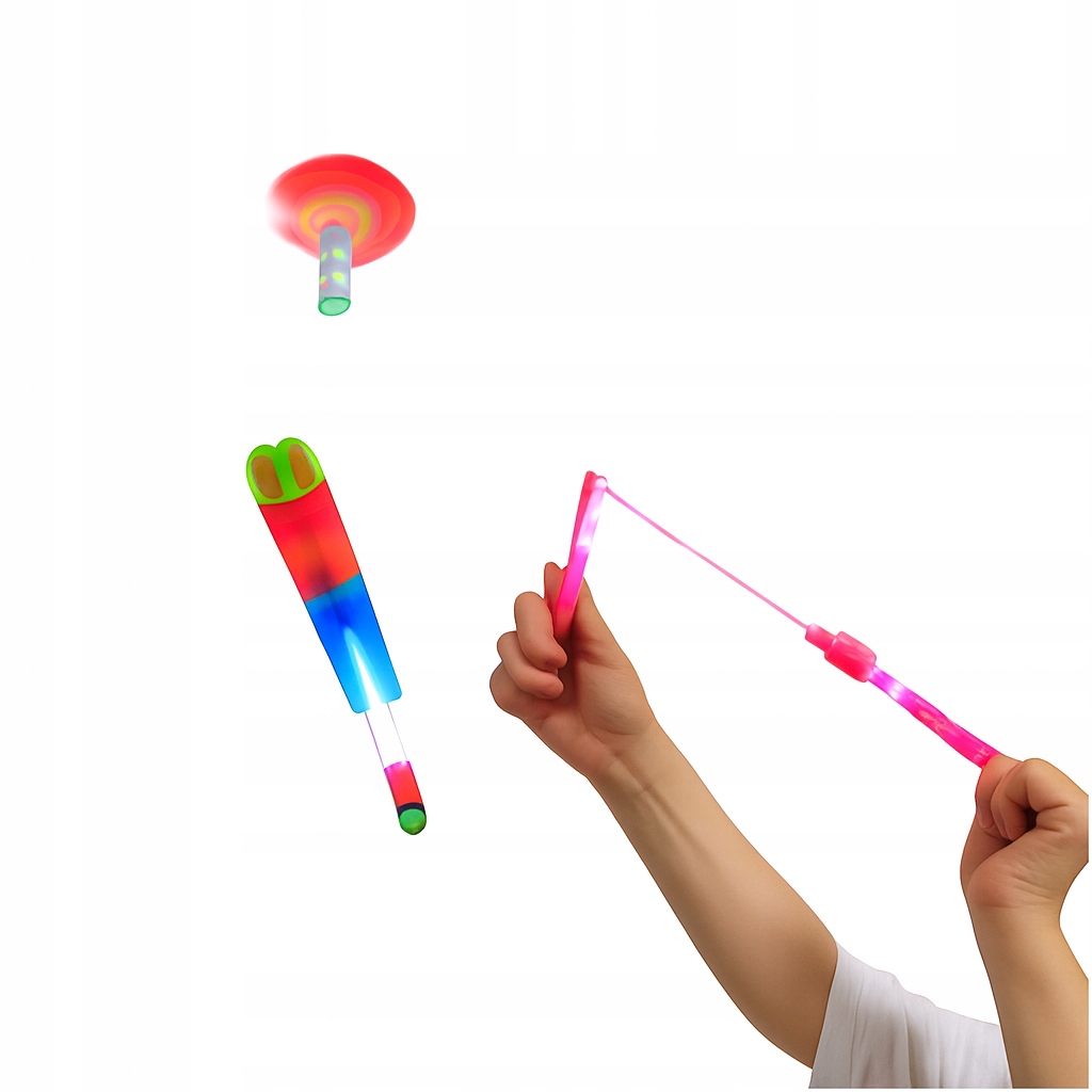 РОГАТКА С ВЕРТУШКОЙ ЛЕТАЮЩАЯ СТРЕЛА СВЕТОДИОДНАЯ СВЕТЯЩАЯСЯ ИГРУШКА ПАРЯЩАЯ ЛЕТАЮЩАЯ ИГРУШКА