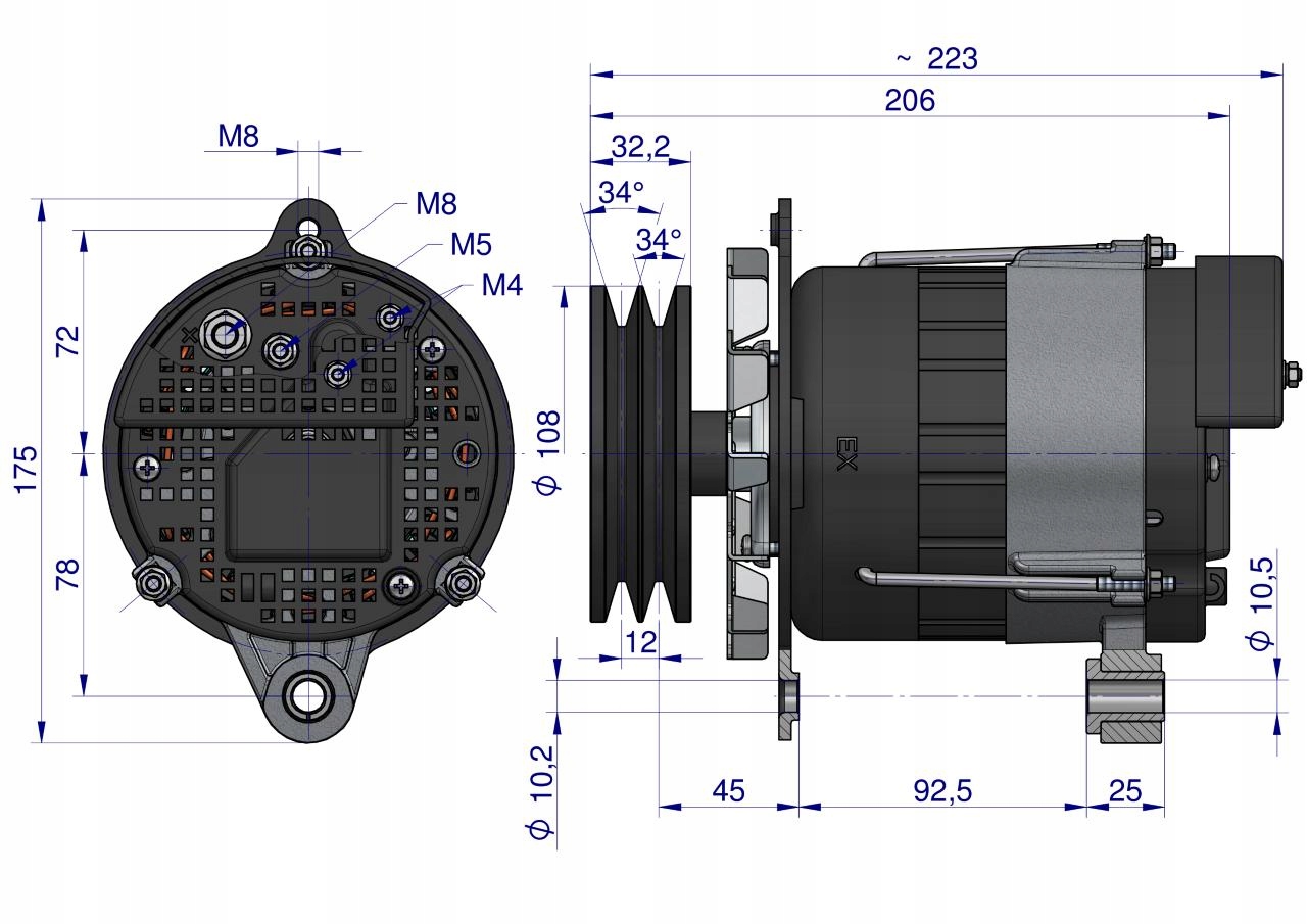 Alternator MTZ 100A podwójne koło pasowe EXPOM KWIDZYN Producent części Expom