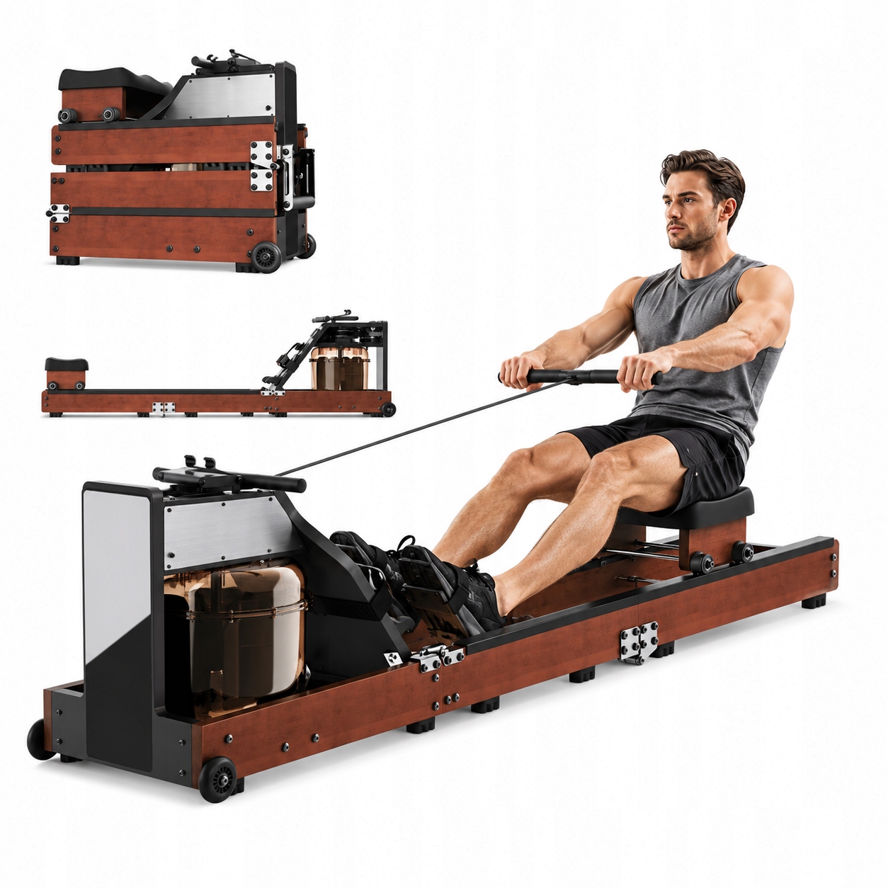 Kingsmith WM10 Wioślarz Wodny Składany Drewno Dąb Czerwony Bluetooth 150kg