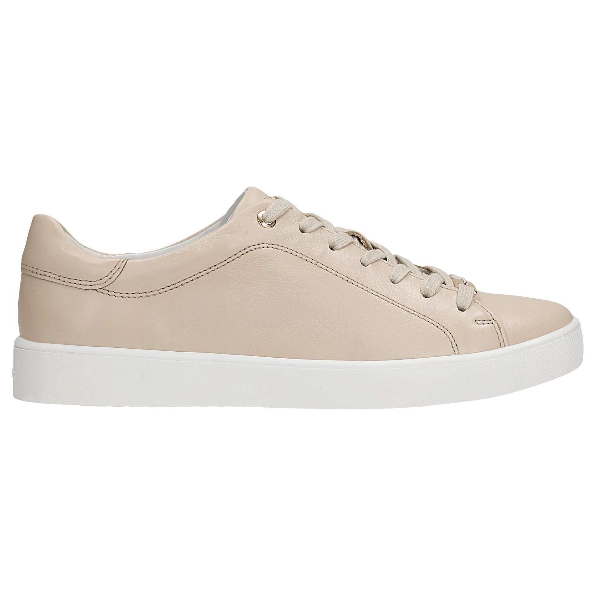 Béžové dámské kožené tenisky na bílé podrážce, velikost vel.