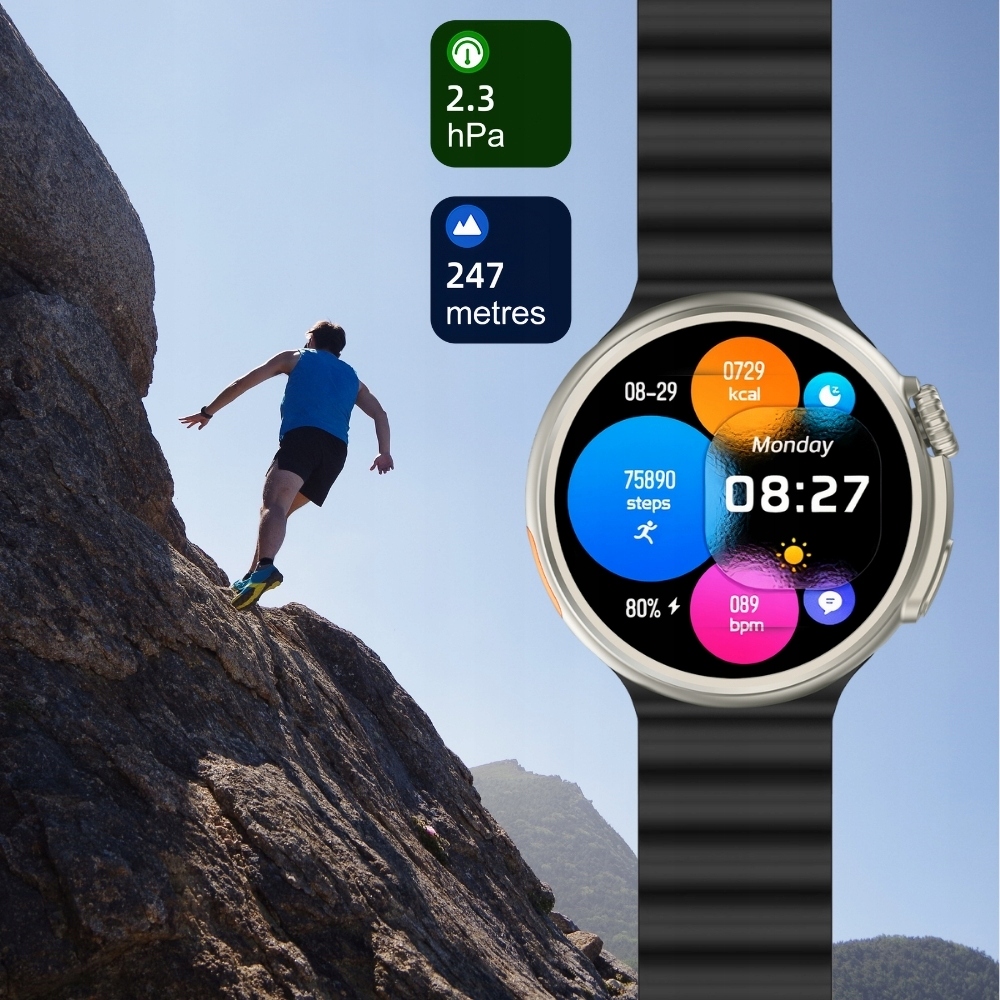 Smartwatch Zegarek Metal AMOLED menu PL Rozmowy EKG Android iOS + 2 paski Rodzaj smartwatch