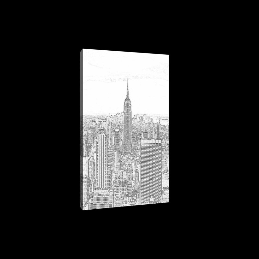 Obraz 60x80 New York Empire State v grafice Černobílý minimalismus