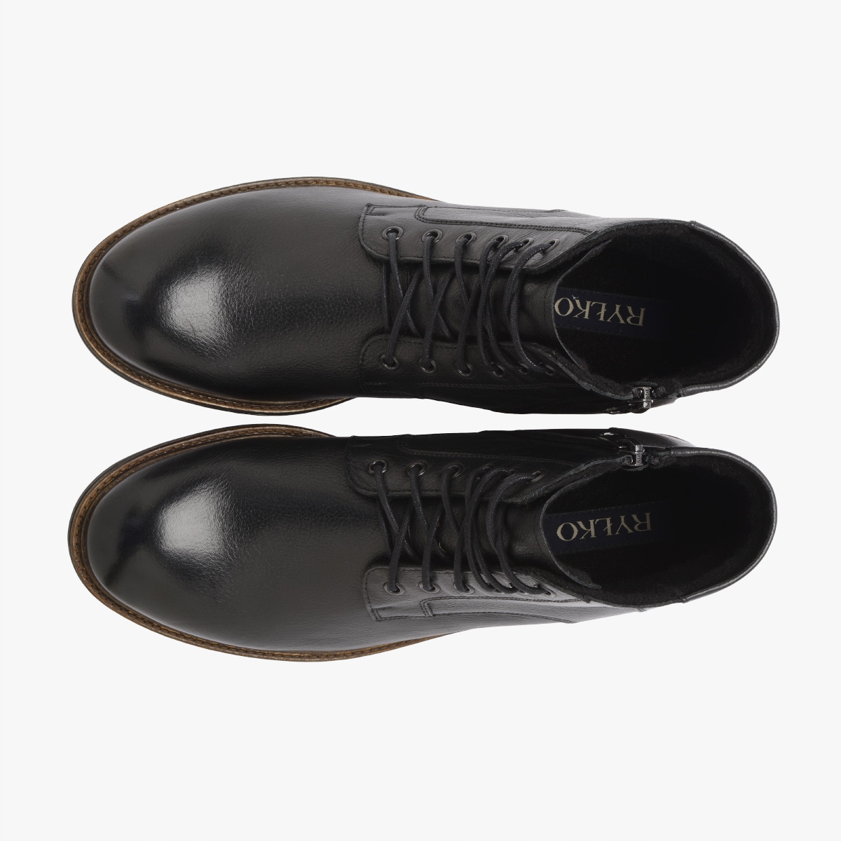 RYŁKO czarne skórzane trzewiki męskie 43 Oryginalne opakowanie producenta pudełko