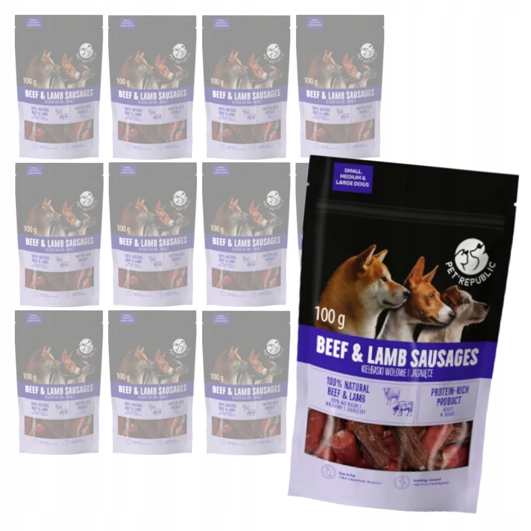 PetRepublic 12x100g Psí Pamlsek Klobásy Hovězí a jehněčí maso