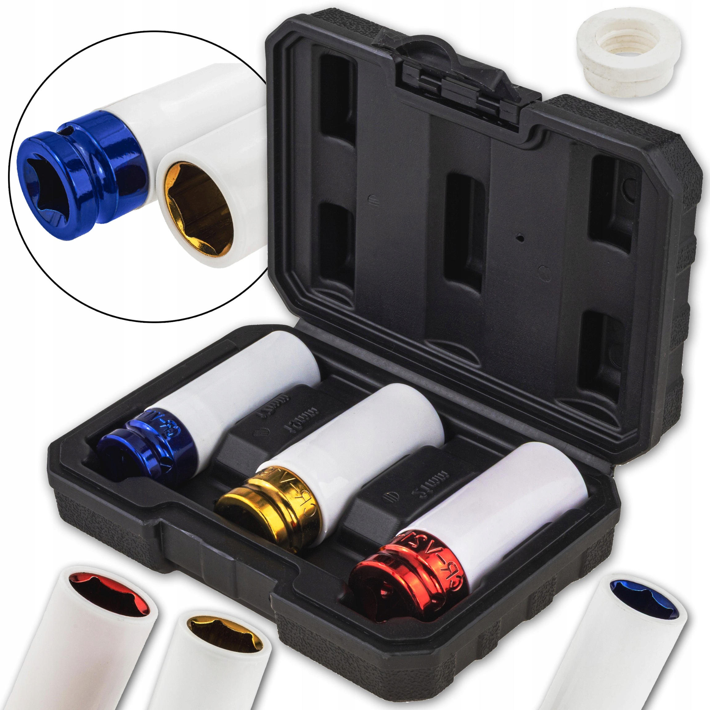 Rázové hlavice pro hliníková kola 17-21 MM 1/2" dlouhé 1/2" kola z lehkých slitin 80 MM CR-V