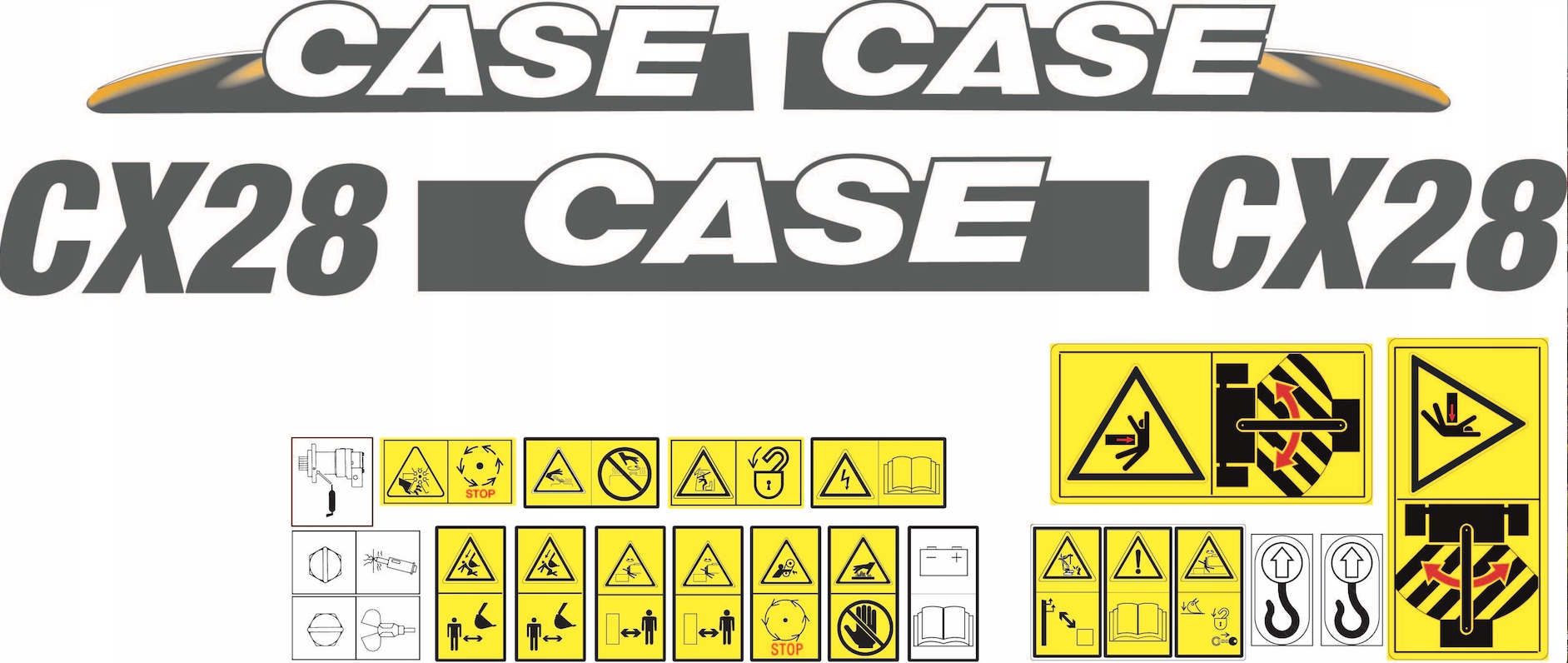 nálepka, logo na kapotě bagr Case CX28