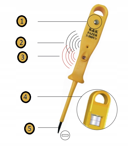 FAZER POLSKI DETEKTOR PRÓBNIK NAPIĘCIA TESTER Marka Dedra