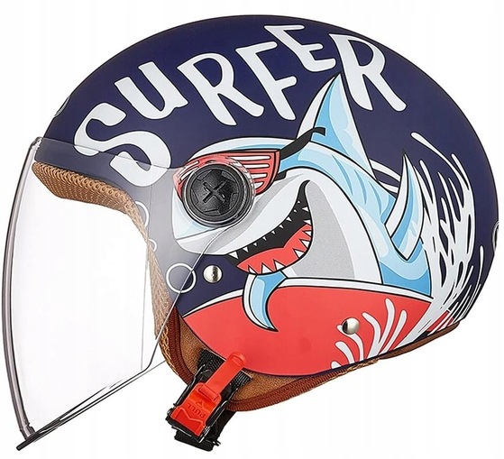 Freeup Kask motor rower skuter dla dzieci 5-12 lat roz. 48-55 cm, niebieski