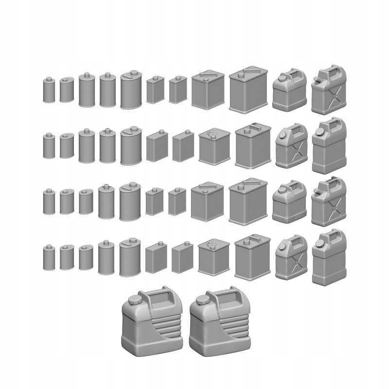 3D printed set Resin Oil Cans puszki pojemniki na olej 46 szt.