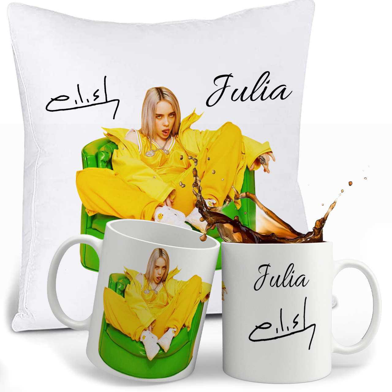 ZESTAW BILLIE EILISH KUBEK + PODUSZKA