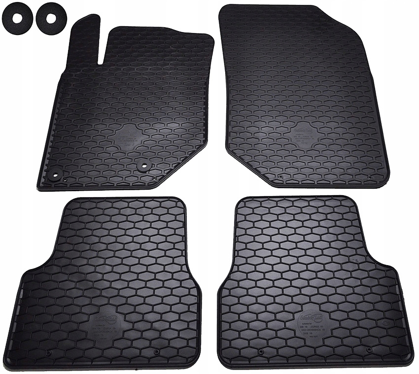 Коврики Домой резиновые 222404 4 el. + 2× Крепление КРУГЛЫЙ (ОР) (1szt) к dywanikow резиновых OPEL