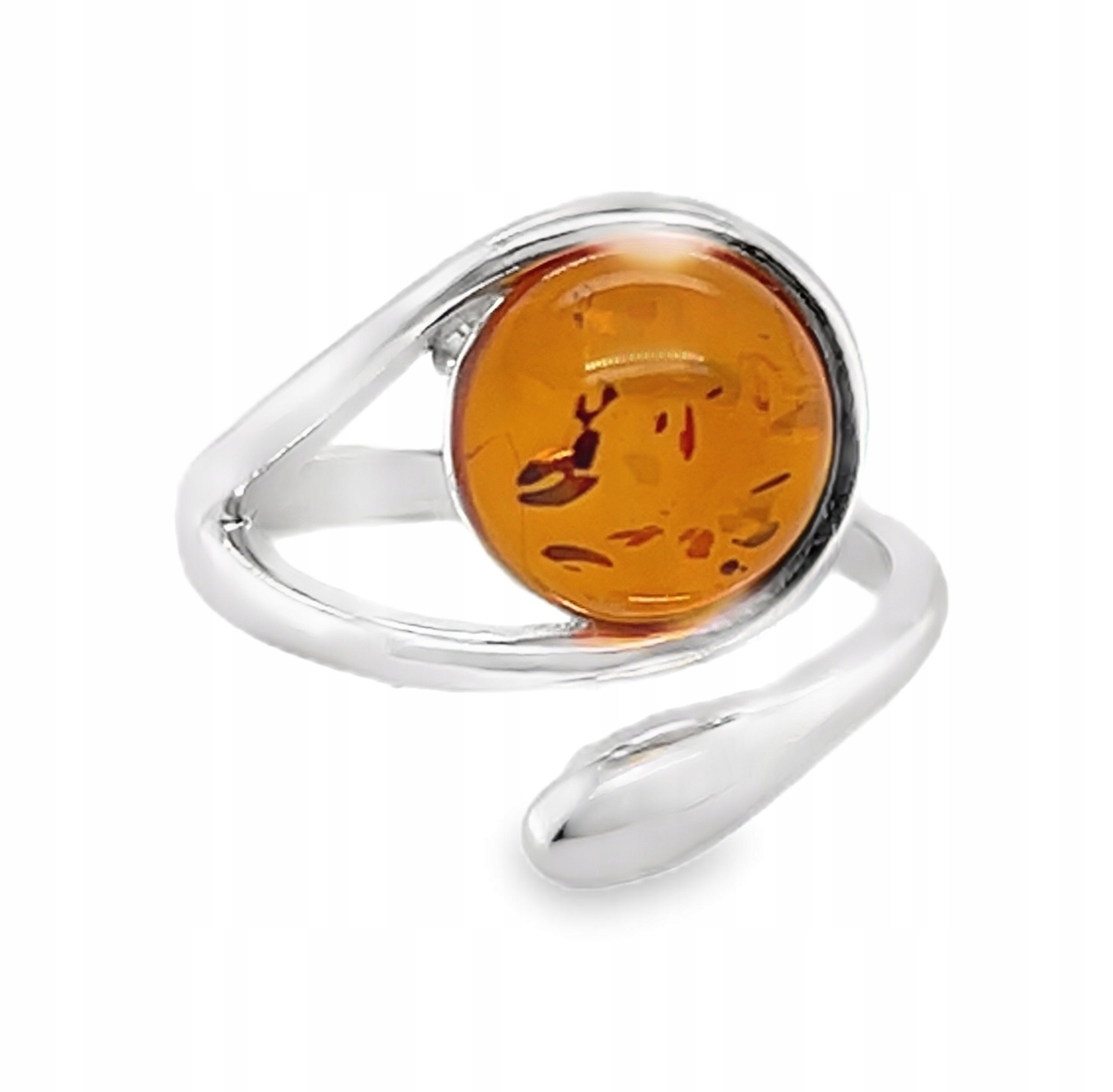 Prstýnek Jemný stříbrný Jantar Stříbro Nastavitelný Očko koňak Film