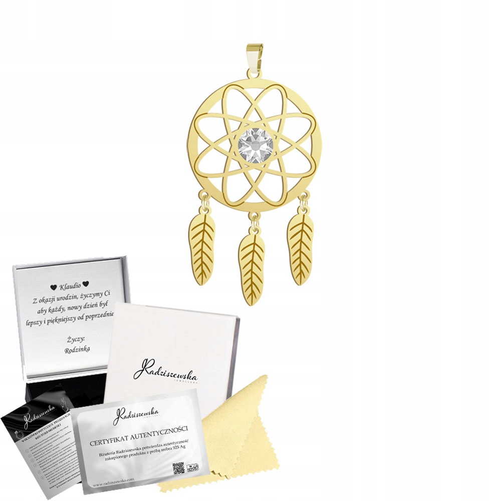 Zlatý přívěsek Lapač Snů Stříbro 925 Dárek Šperky Přání Bonus