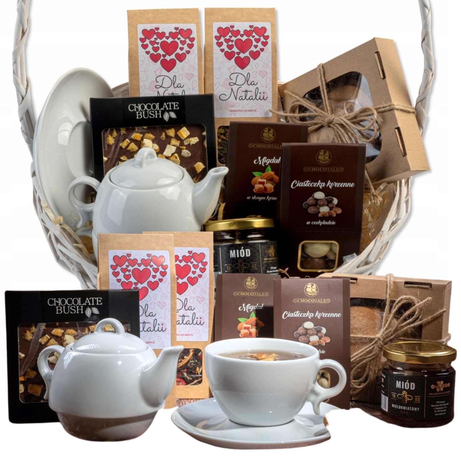 Dárkový Koš Velký Set Čajů Džbán Medy Sladkosti K Narozeninám Svatba